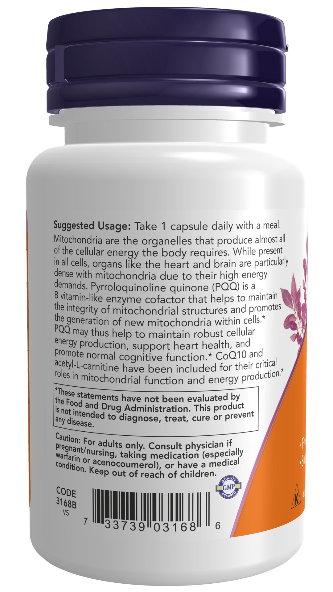 slide 4 of 4, NOW Supplements PQQ Energy - 30 Veg Capsules, 30 ct