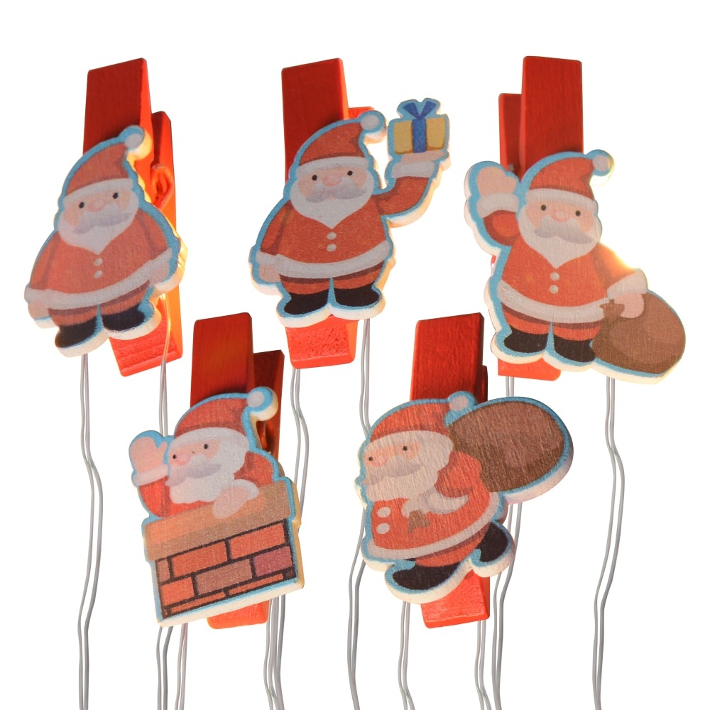 slide 1 of 1, Holiday Home Led Santa Clip Lights - Red, 10 ct