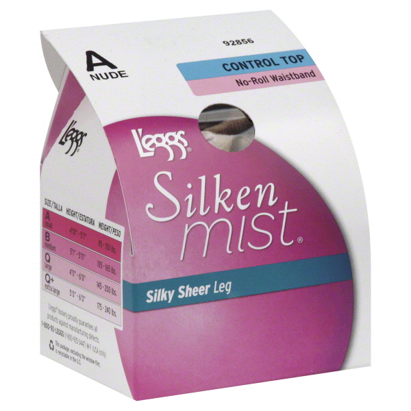 slide 1 of 1, L'eggs Silken Mist Control Top, Sheer Toe Pantyhose, Nude A, 1 ct