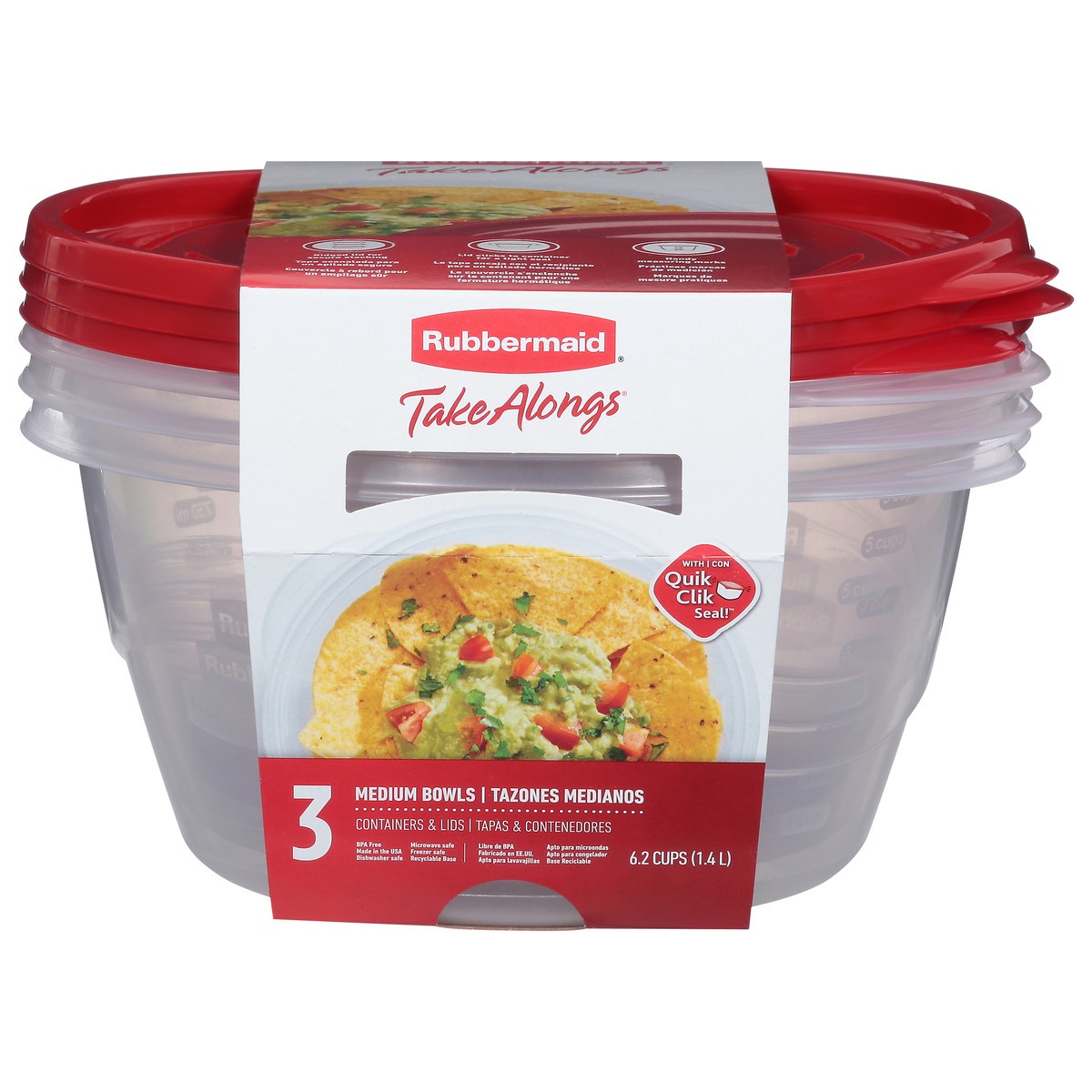 slide 1 of 9, Rubbermaid Take Alongs Medium Bowls, 3 ct; 50 oz