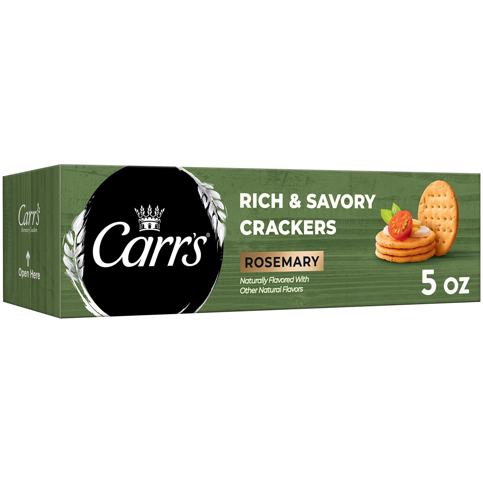 slide 1 of 8, Carr's Crackers, Baked Snack Crackers, Party Snacks, Rosemary, 5oz Box, 1 Box, 5 oz