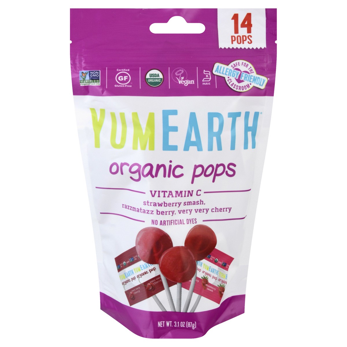 slide 1 of 9, Yummy Earth Lolli Pop Vitamin C Org, 14 ct