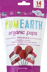 YumEarth Organic Strawberry Smash/Razzmatazz Berry/Very Very Cherry Pops - 14 ct