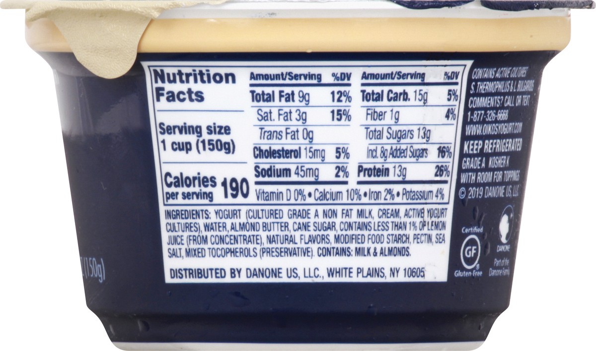 slide 3 of 12, Oikos Blended Greek Almond Butter & Vanilla Yogurt 5.3 oz, 5.3 oz