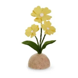 11 in. Spring Wool Felt Flower in Yellow