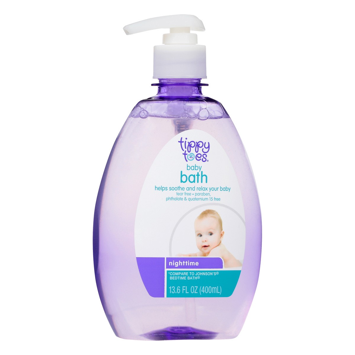 slide 2 of 9, Tippy Toes Baby Bath, Nighttime, 13.6 fl oz