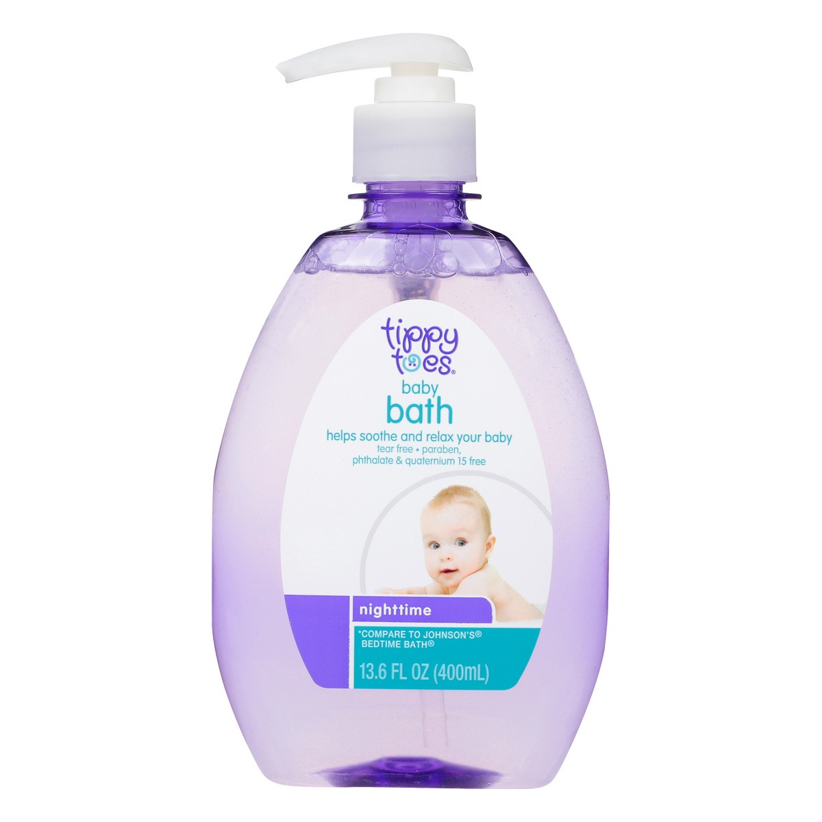 slide 1 of 9, Tippy Toes Baby Bath, Nighttime, 13.6 fl oz