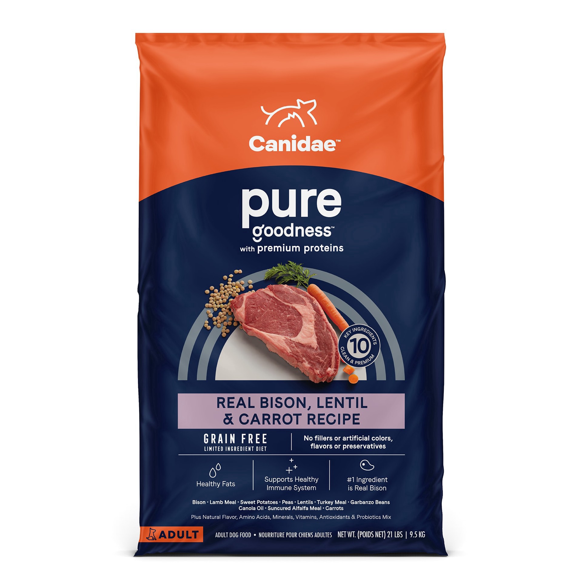 slide 1 of 1, CANIDAE Grain Free PURE Land Dog Dry Formula with Fresh Bison, 21 lb