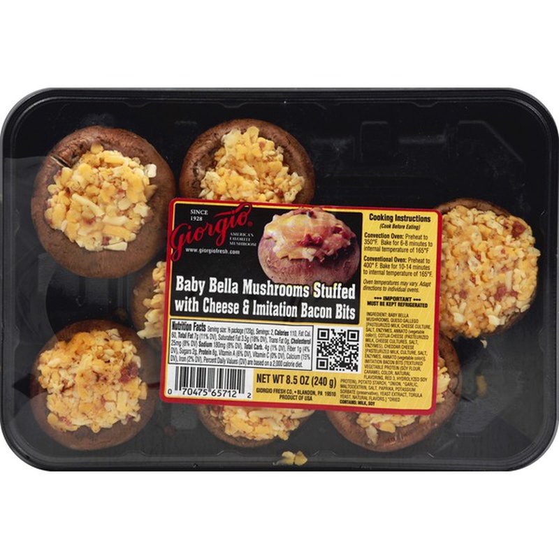 slide 1 of 4, Giorgio Baby Bella Mushrooms Stuffed With Cheese & Bacon Bits, 8.5 oz