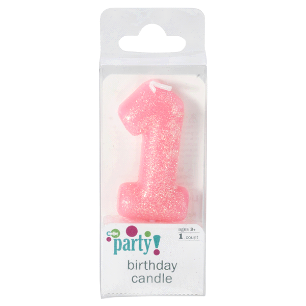 slide 1 of 1, Meijer Birthday Candle Pink Number 1, 1 ct