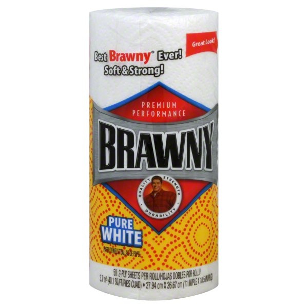 slide 1 of 1, Brawny Pure White 2-Ply Paper Towel, 1 ct