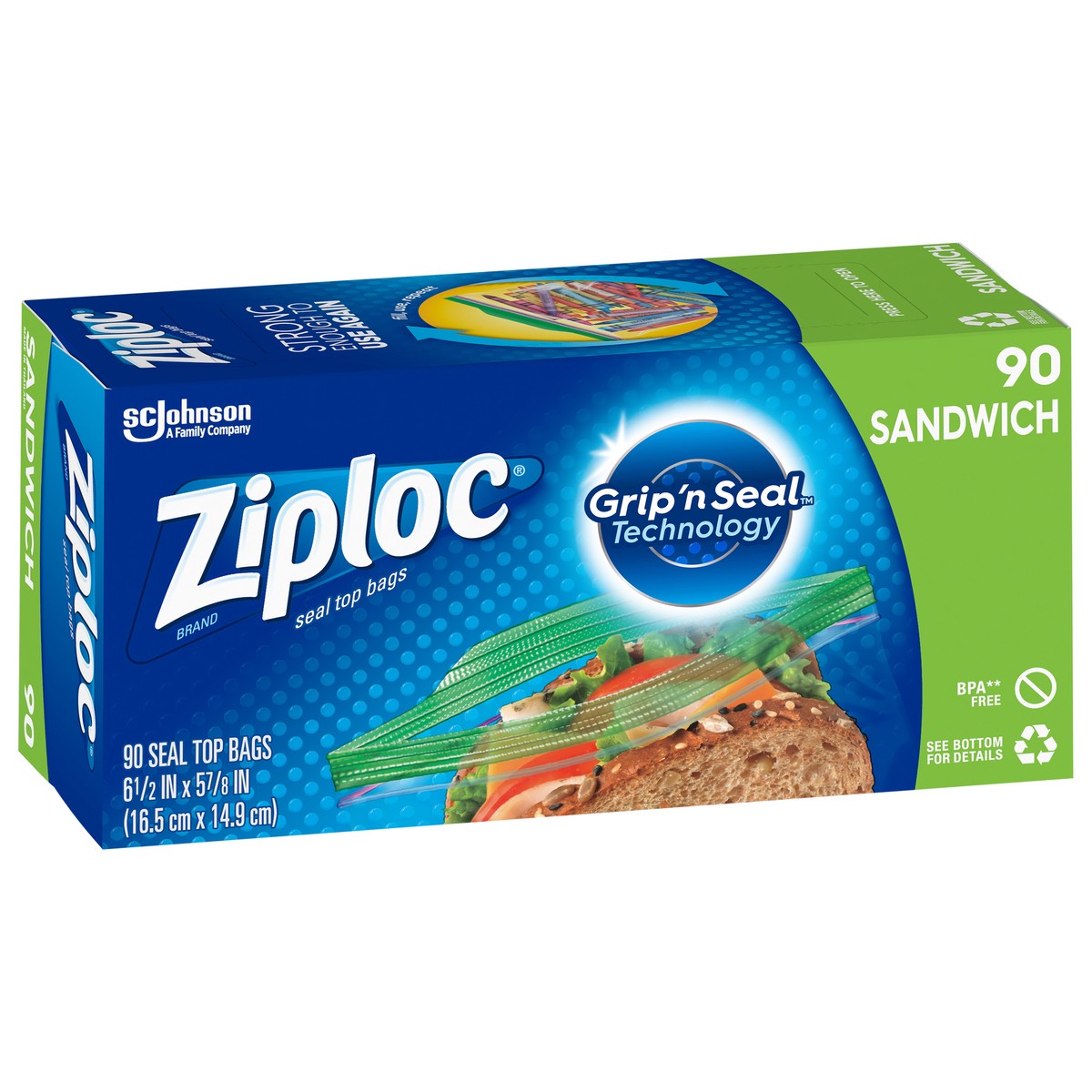 slide 5 of 6, Ziploc Sandwich Bags with EasyGuide™ 90 Count, 90 ct