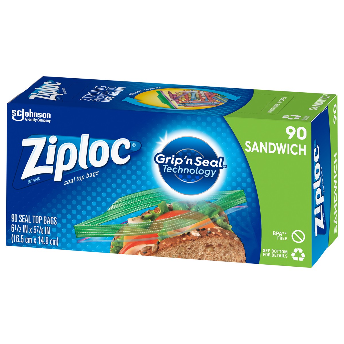 slide 6 of 6, Ziploc Sandwich Bags with EasyGuide™ 90 Count, 90 ct