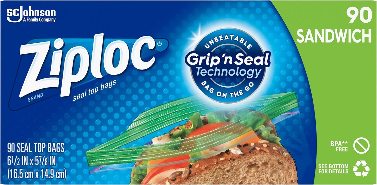 slide 5 of 6, Ziploc Sandwich Bags, Seal Top, 90 ct