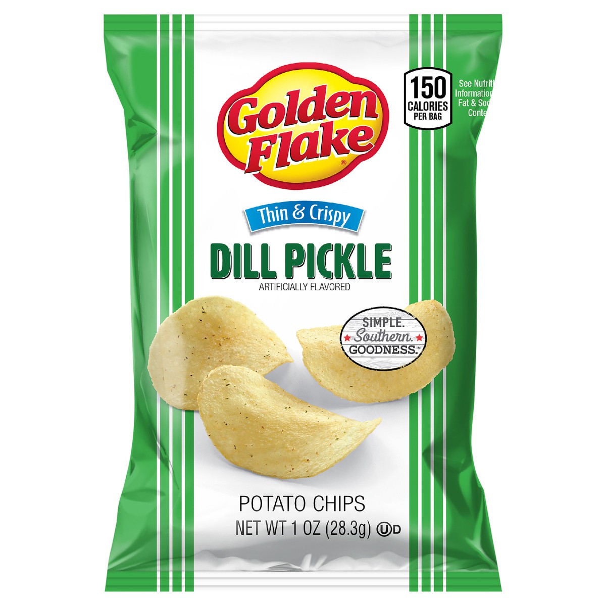 slide 1 of 5, Golden Flake Dill Pickle Chips, 1 oz