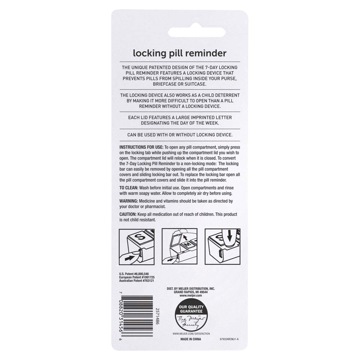 slide 5 of 5, Meijer 7-Day Locking Pill Reminder, Large, 1 ct