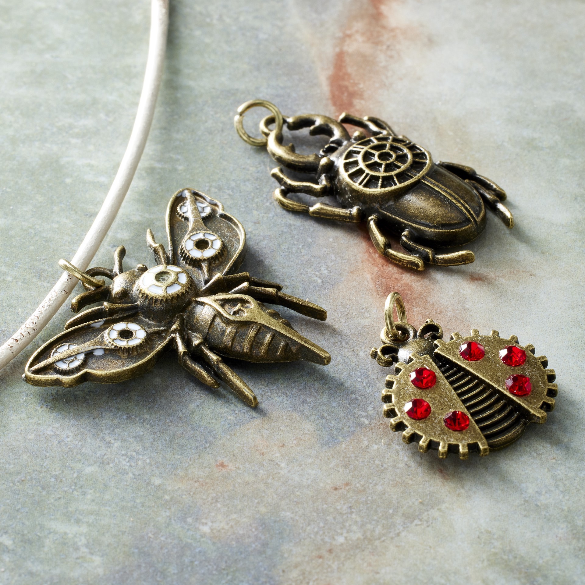 slide 2 of 3, Found Objects Bug Charms By Bead Landing, 38mm x 29mm