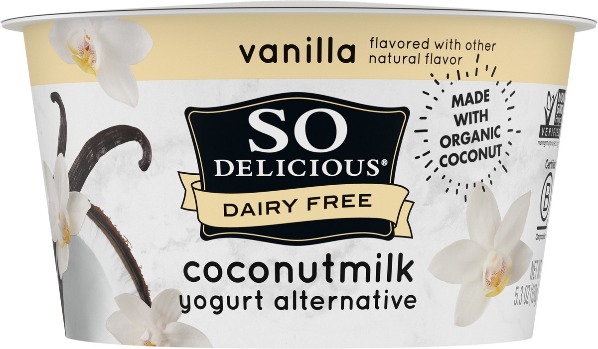 slide 4 of 15, So Delicious Dairy Free Coconut Milk Yogurt Alternative, Vanilla, Vegan, Gluten Free, Non-GMO, Creamy Plant Based Yogurt Alternative, 5.3 oz Container, 5.3 oz