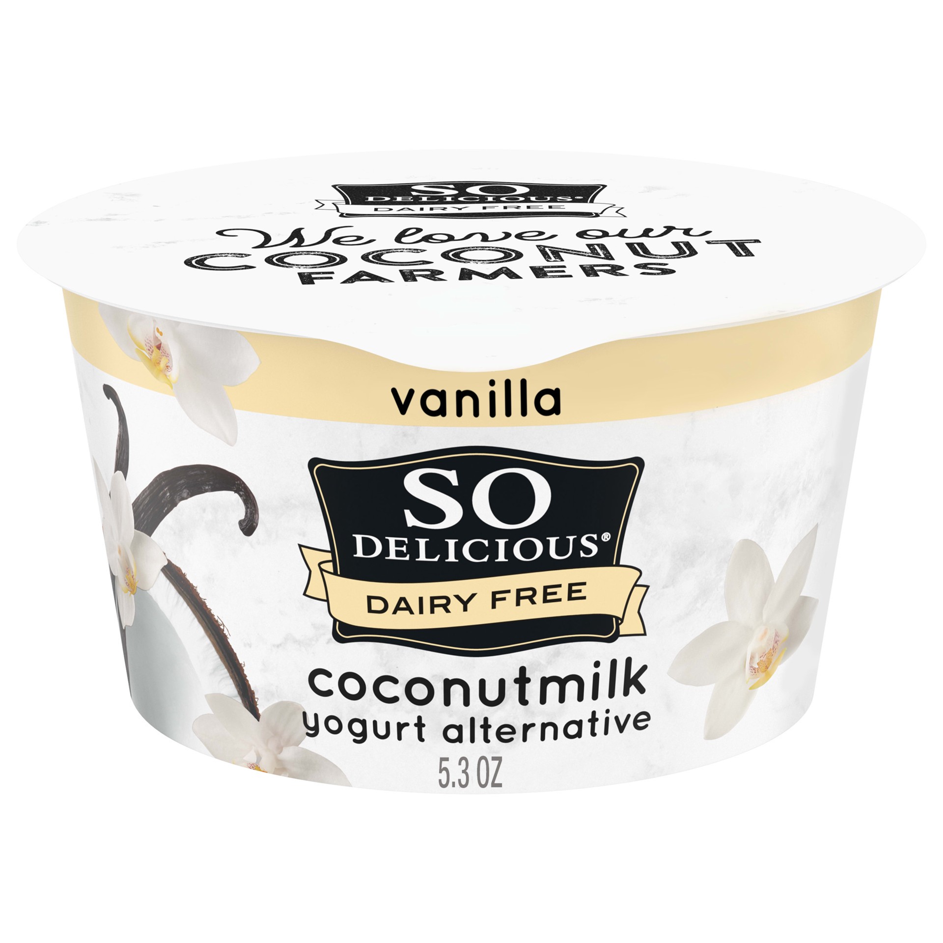 slide 1 of 15, So Delicious Dairy Free Coconut Milk Yogurt Alternative, Vanilla, Vegan, Gluten Free, Non-GMO, Creamy Plant Based Yogurt Alternative, 5.3 oz Container, 5.3 oz