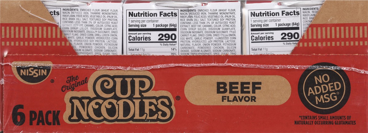 slide 8 of 9, Nissin Cup Noodles Beef Flavor Ramen Noodle Soup 6 - 2.25 oz Cups, 6 ct