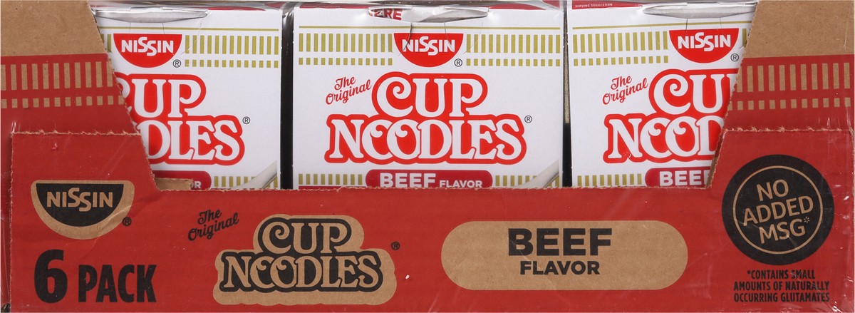 slide 2 of 9, Nissin Cup Noodles Beef Flavor Ramen Noodle Soup 6 - 2.25 oz Cups, 6 ct