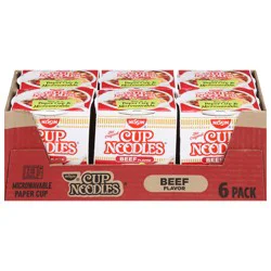 Nissin Cup Noodles Beef Flavor Ramen Noodle Soup 6 - 2.25 oz Cups
