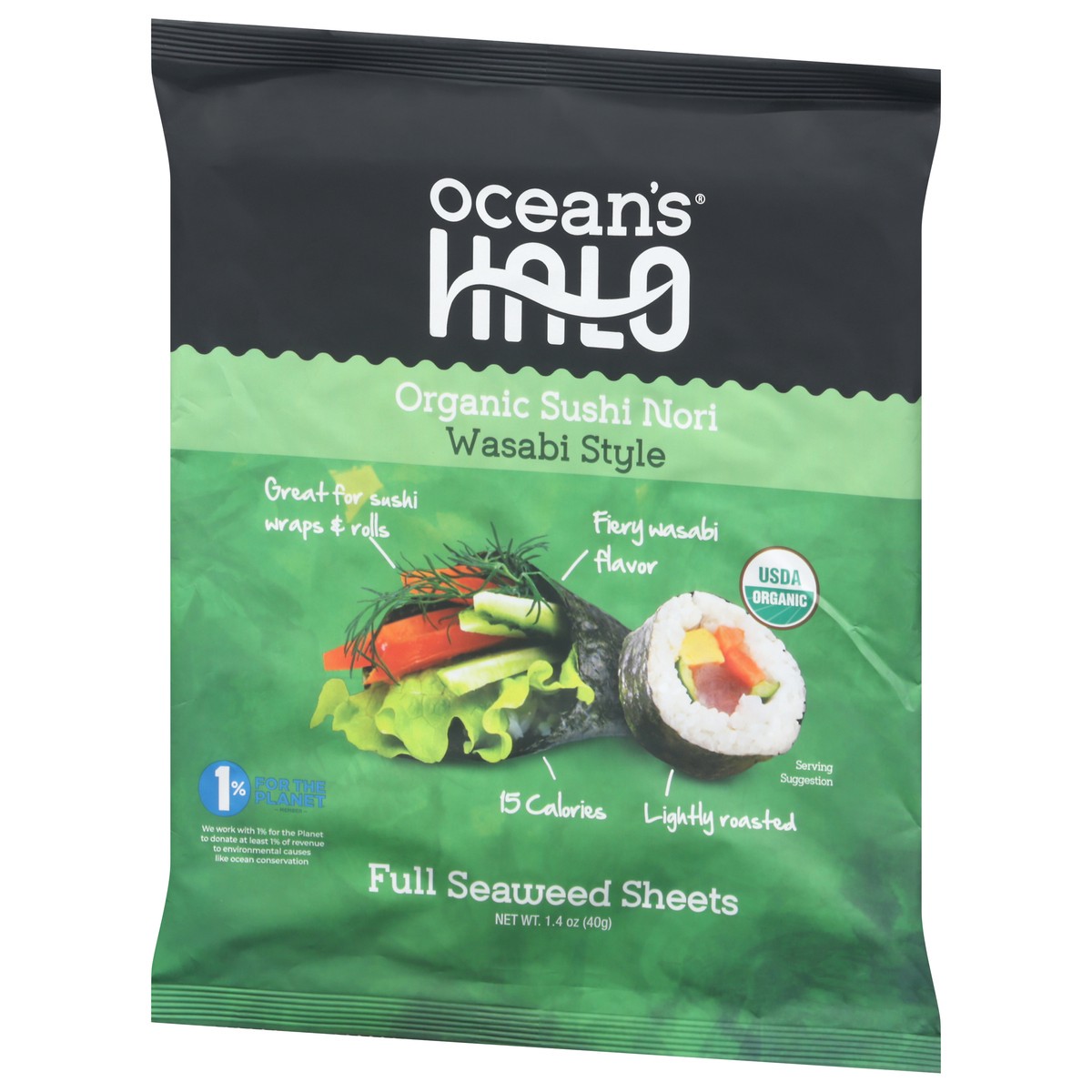 slide 2 of 12, Ocean's Halo Wasabi Style Sushi Nori, 1 oz