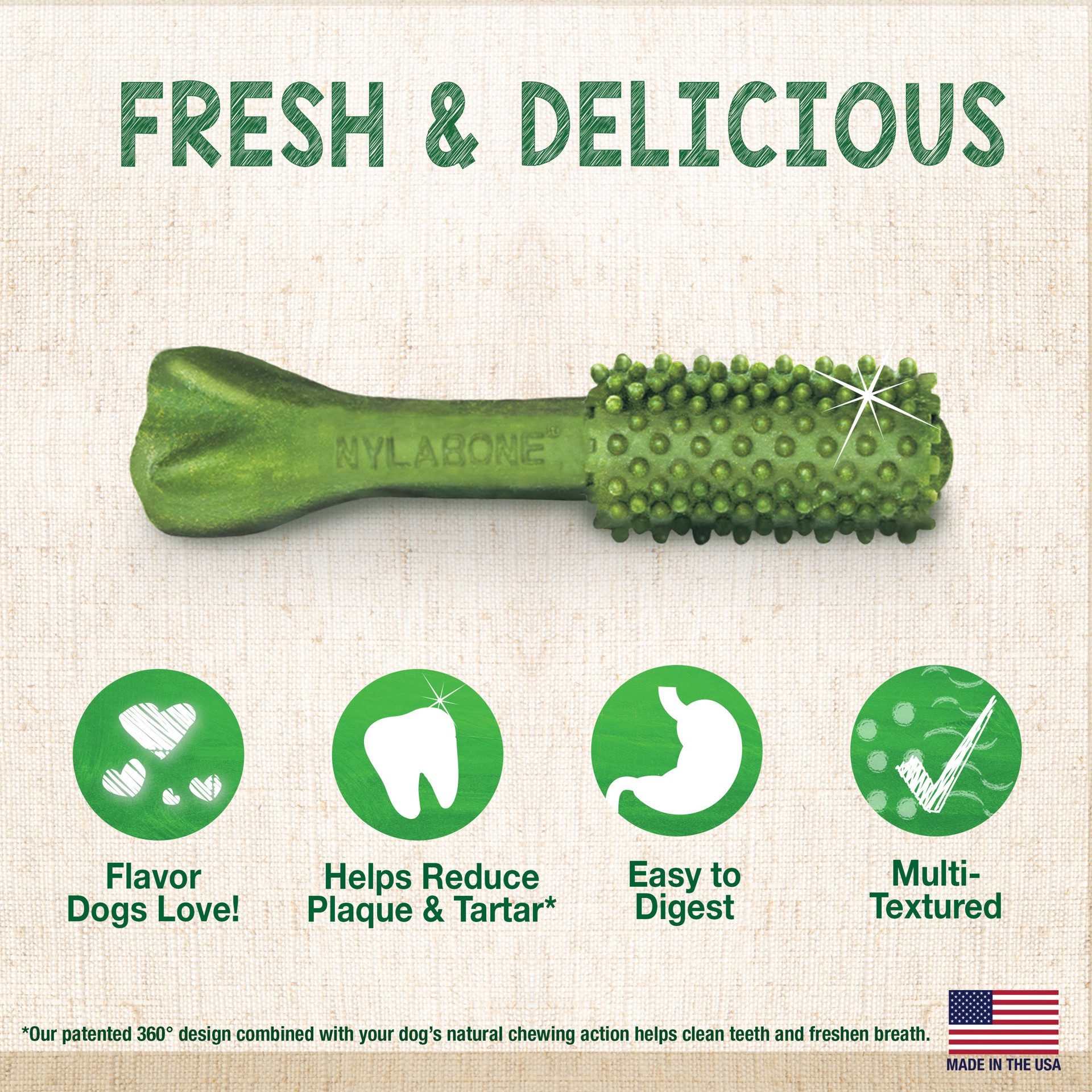 slide 3 of 10, Nylabone Nutri Dent SIMPLE Fresh Breath Flavored Natural Dog Chew Treats Medium - 15 lbs. to 30 lbs.(8 Count), 1 ct