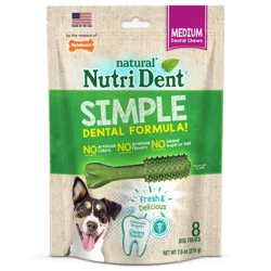 Nylabone Nutri Dent SIMPLE Fresh Breath Flavored Natural Dog Chew Treats Medium - 15 lbs. to 30 lbs.(8 Count)
