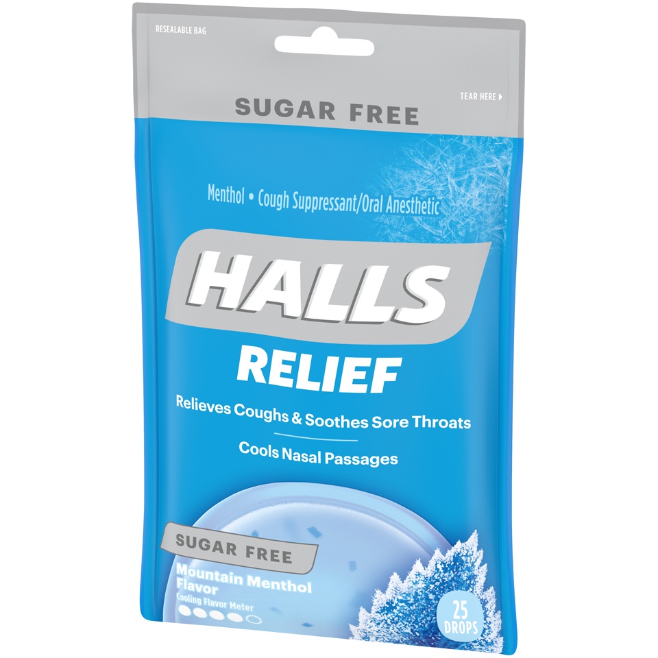 slide 4 of 7, Halls Mountain Menthol Sugar Free Cough Drops, 25 ct