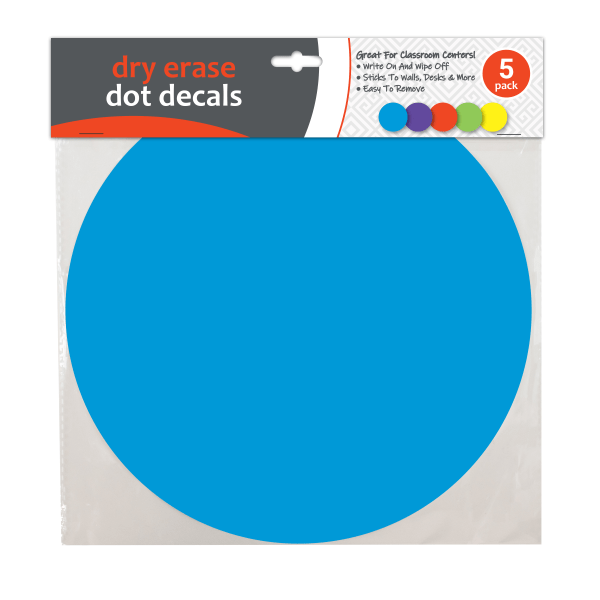 slide 1 of 2, C-Line Dry-Erase Stickers, 11" X 11", Assorted Colors, Pack Of 5 Stickers, 5 ct