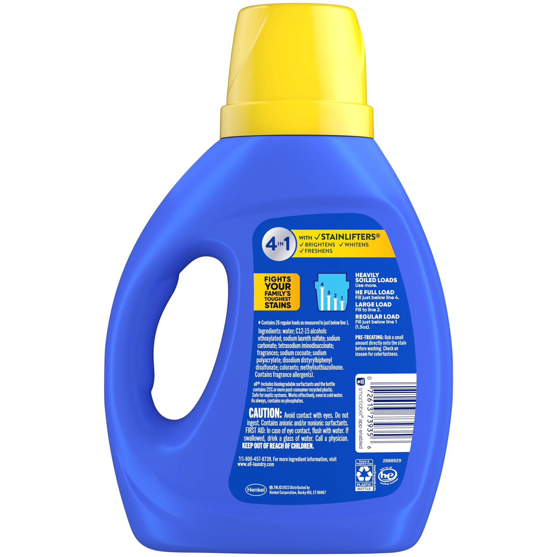 slide 1 of 3, All Liquid Laundry Detergent, 4 in 1 with Stainlifters, Sunshine Fresh, 40 Ounces, 26 Wash Loads, 40 oz