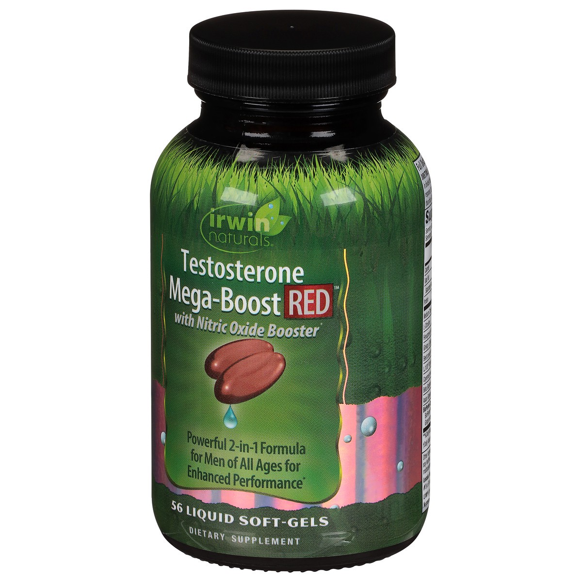 slide 4 of 9, Irwin Naturals Testosterone Mega-Boost Red 56 Liquid Soft-Gels, 56 ct