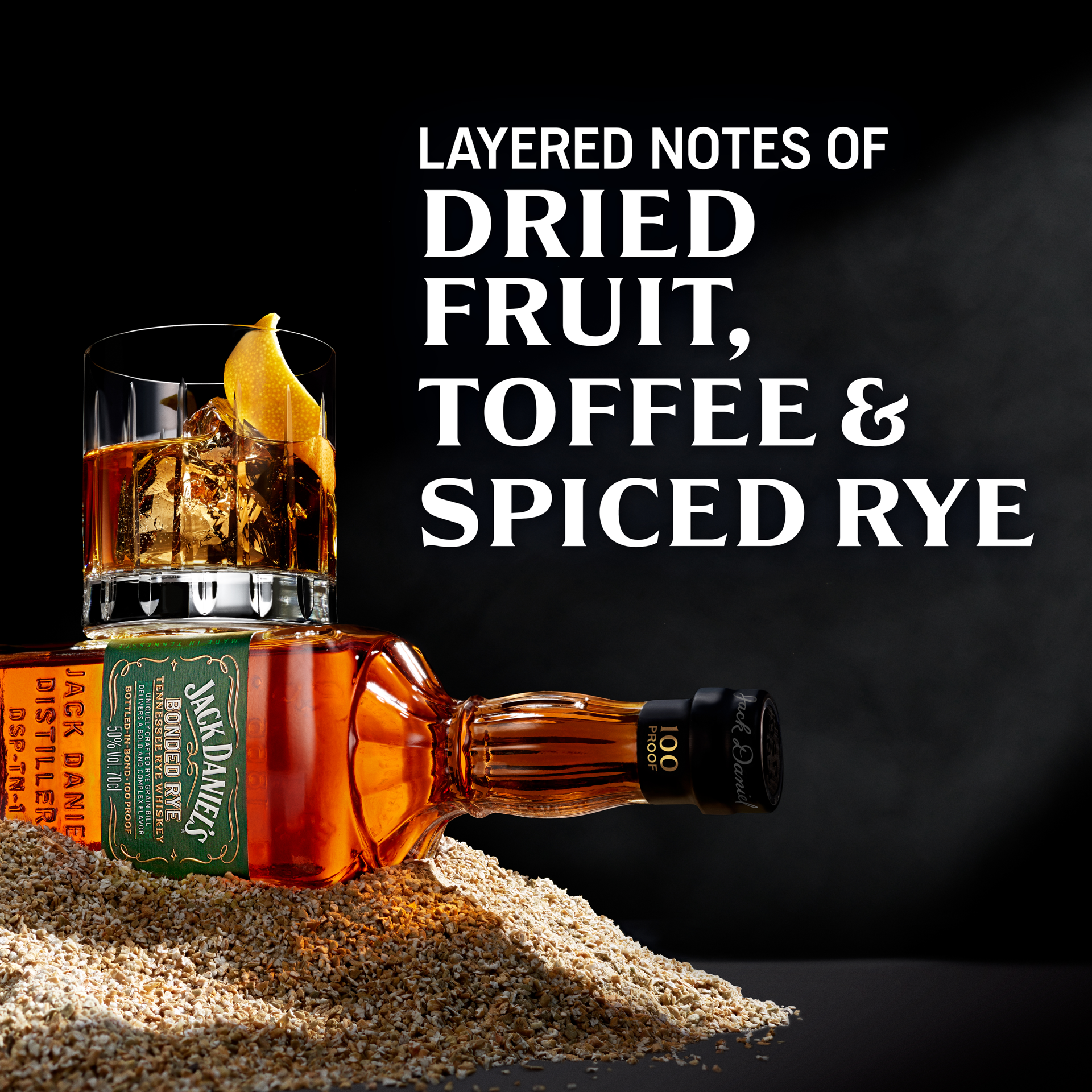 slide 6 of 7, Jack Daniel's Bonded Tennessee Rye Whiskey 100 Proof 1 L, 1000 ml