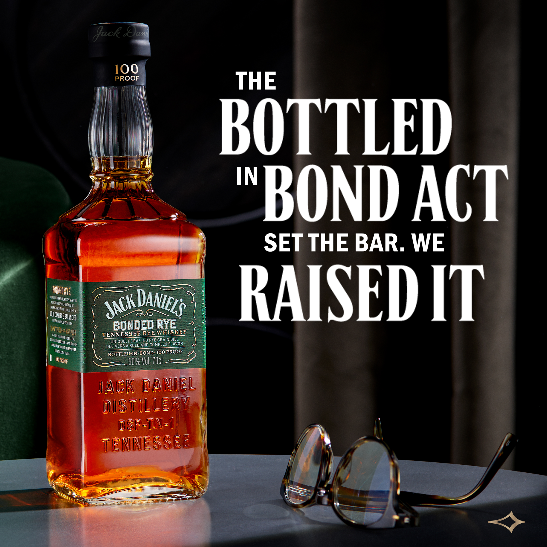 slide 4 of 7, Jack Daniel's Bonded Tennessee Rye Whiskey 100 Proof 1 L, 1000 ml