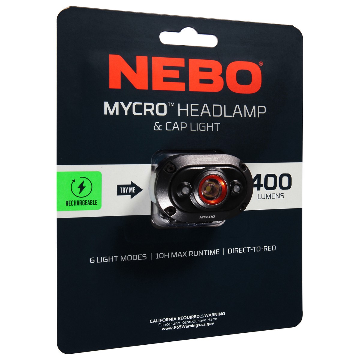 slide 8 of 9, Nebo Mycro 400 Lumens Rechargeable Headlamp & Cap Light 1 ea, 1 ct