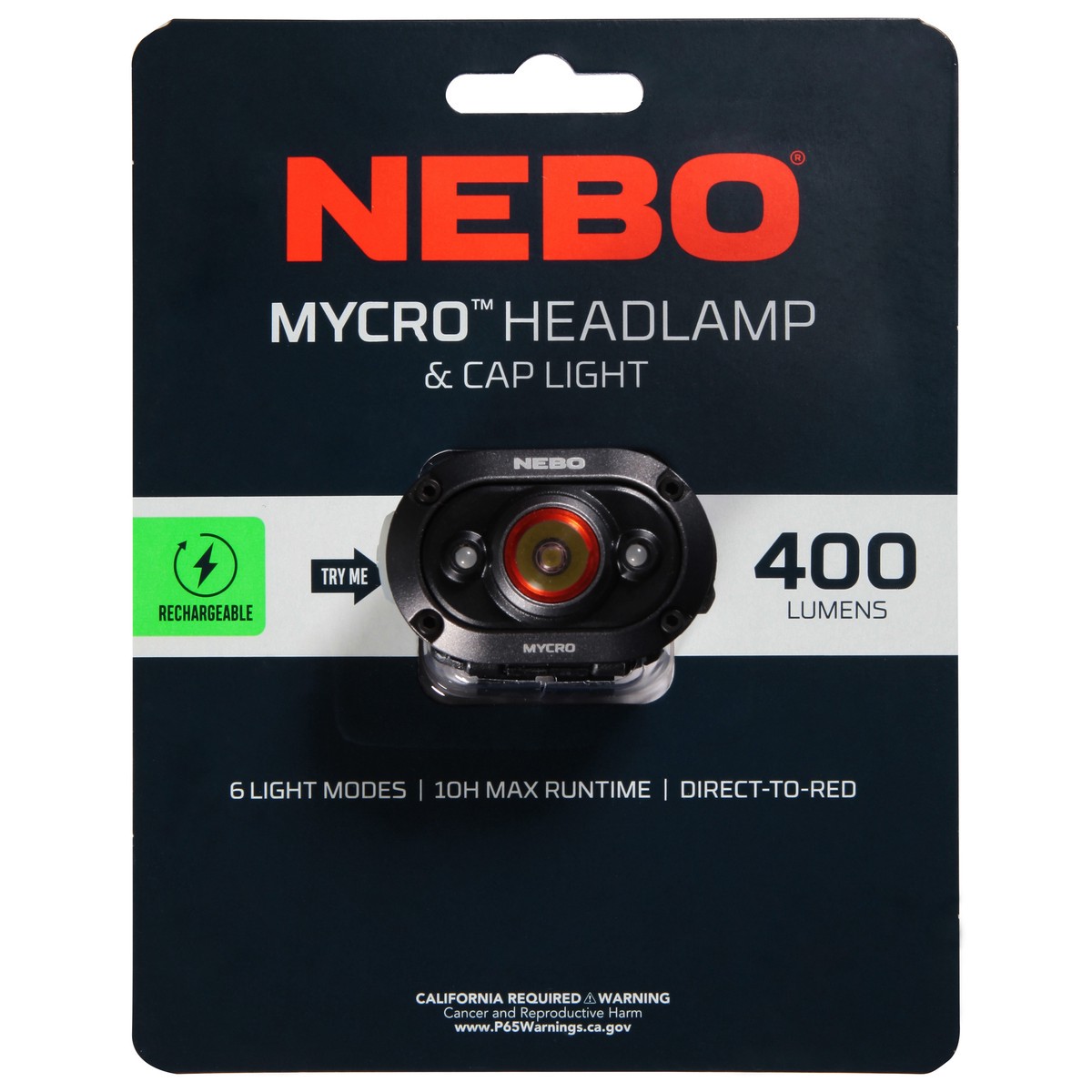 slide 9 of 9, Nebo Mycro 400 Lumens Rechargeable Headlamp & Cap Light 1 ea, 1 ct
