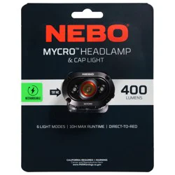 Nebo Mycro 400 Lumens Rechargeable Headlamp & Cap Light 1 ea