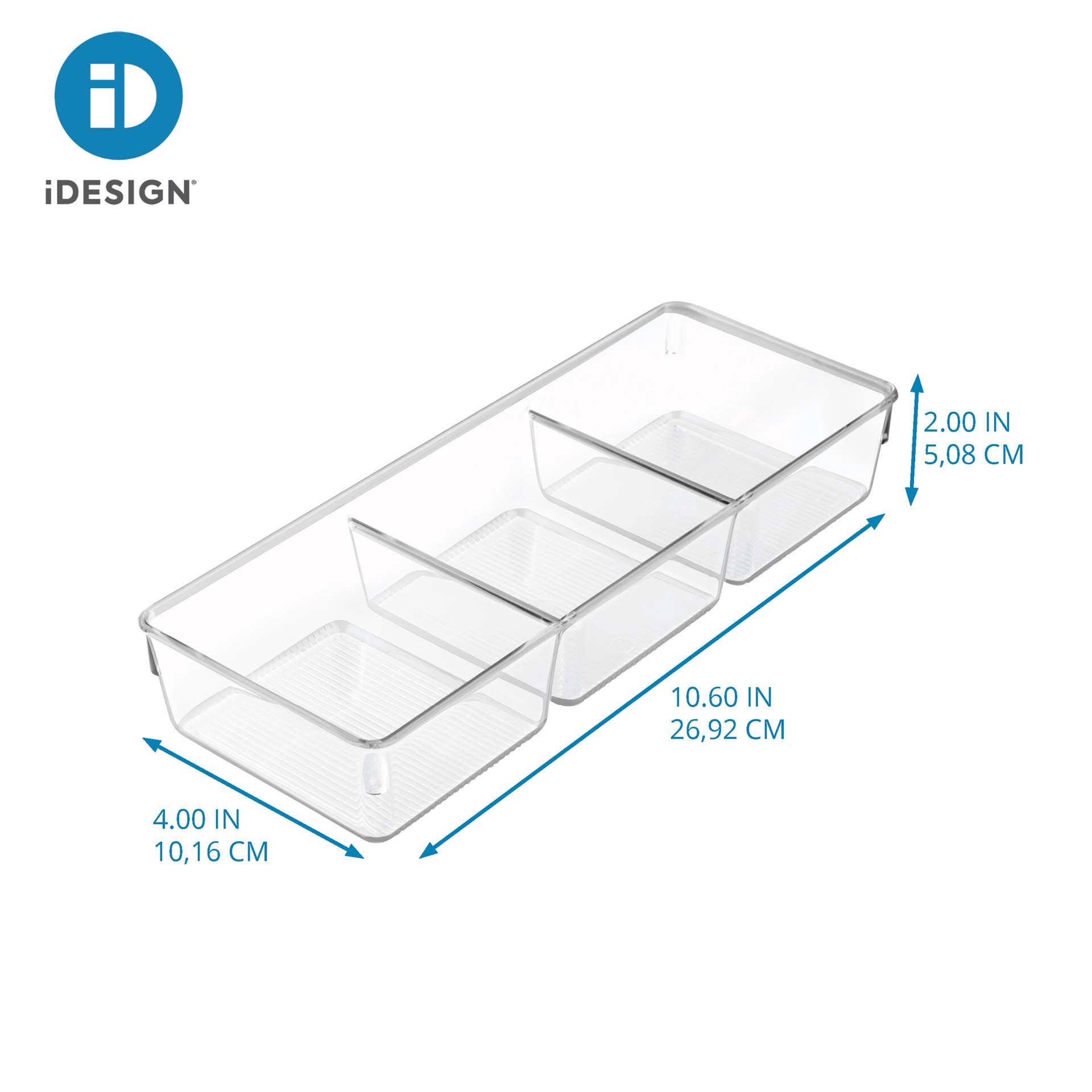 slide 4 of 5, Idesign 3 Compartment Drawer Organizer, 4 in x 10.6 in x 2 in