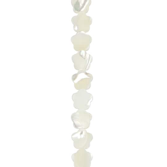 slide 1 of 2, 9mm White Mother Of Pearl Flower Beads By Bead Landing, 9 mm