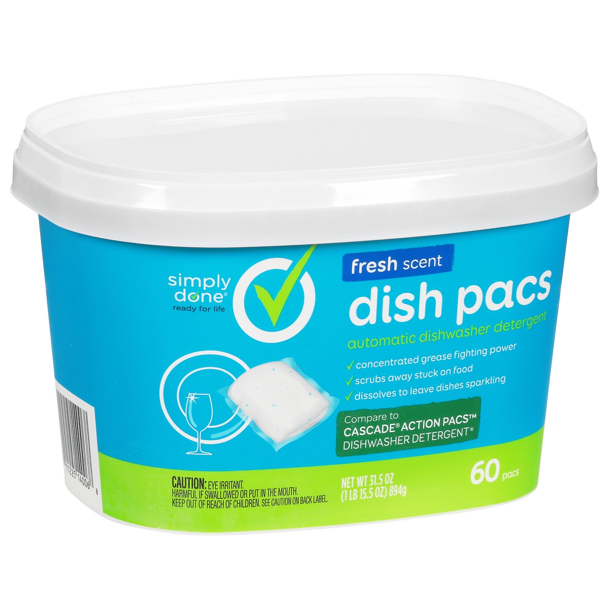 slide 2 of 10, Simply Done Dish Pacs - Automatic Dishwasher Detergent, Fresh Scent, 60 ct