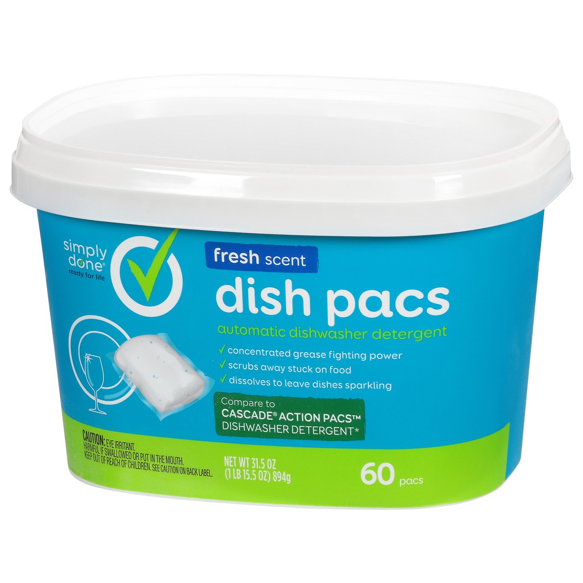 slide 9 of 10, Simply Done Dish Pacs - Automatic Dishwasher Detergent, Fresh Scent, 60 ct