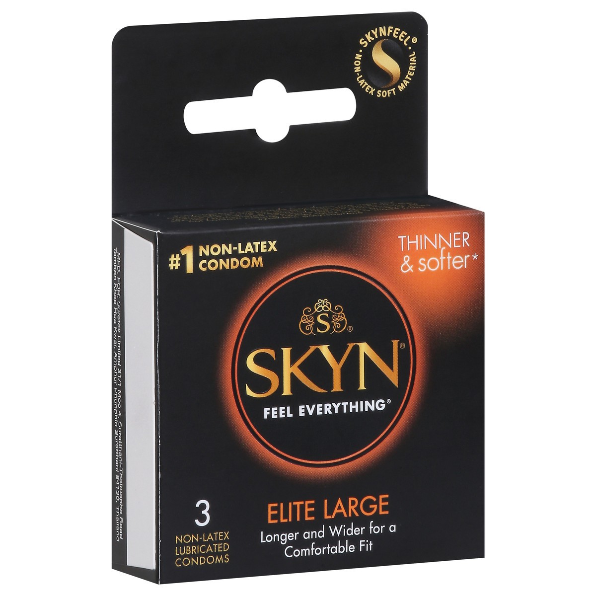 slide 5 of 9, SKYN Condoms, Polyisoprene, Non-Latex Lubricated, Large, 3 ct