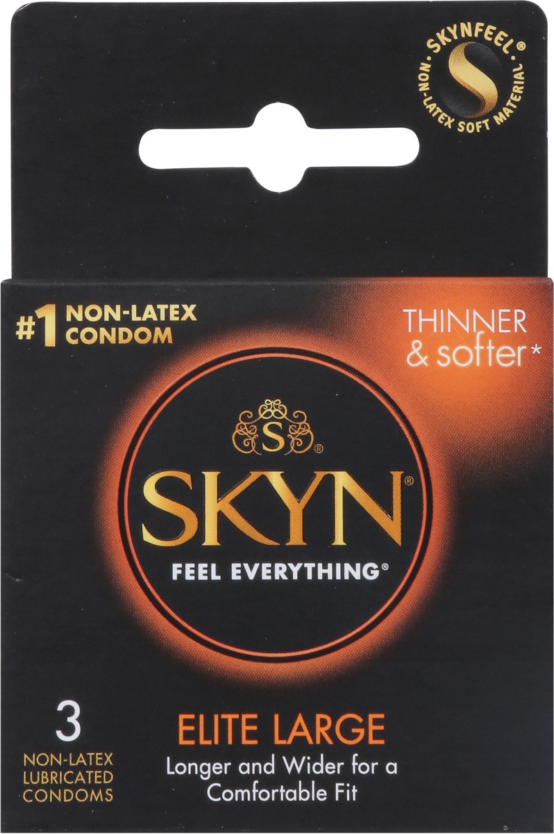 slide 8 of 9, SKYN Condoms, Polyisoprene, Non-Latex Lubricated, Large, 3 ct