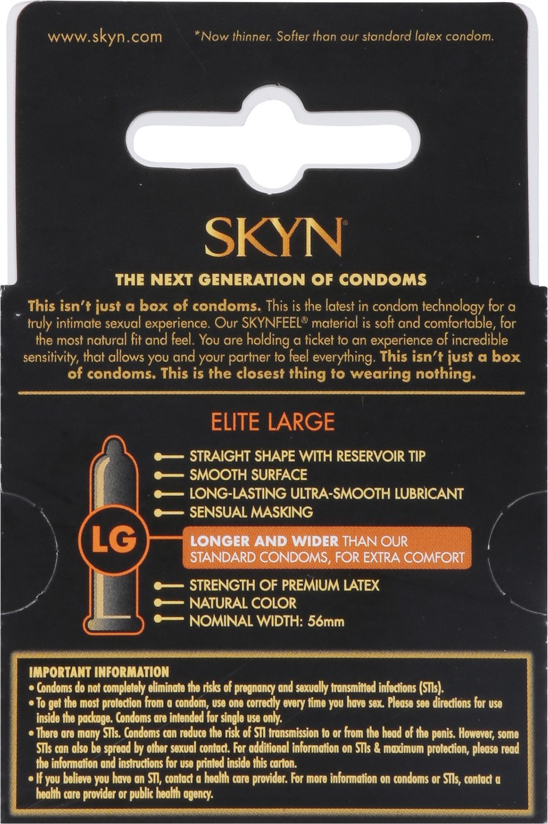 slide 7 of 9, SKYN Condoms, Polyisoprene, Non-Latex Lubricated, Large, 3 ct