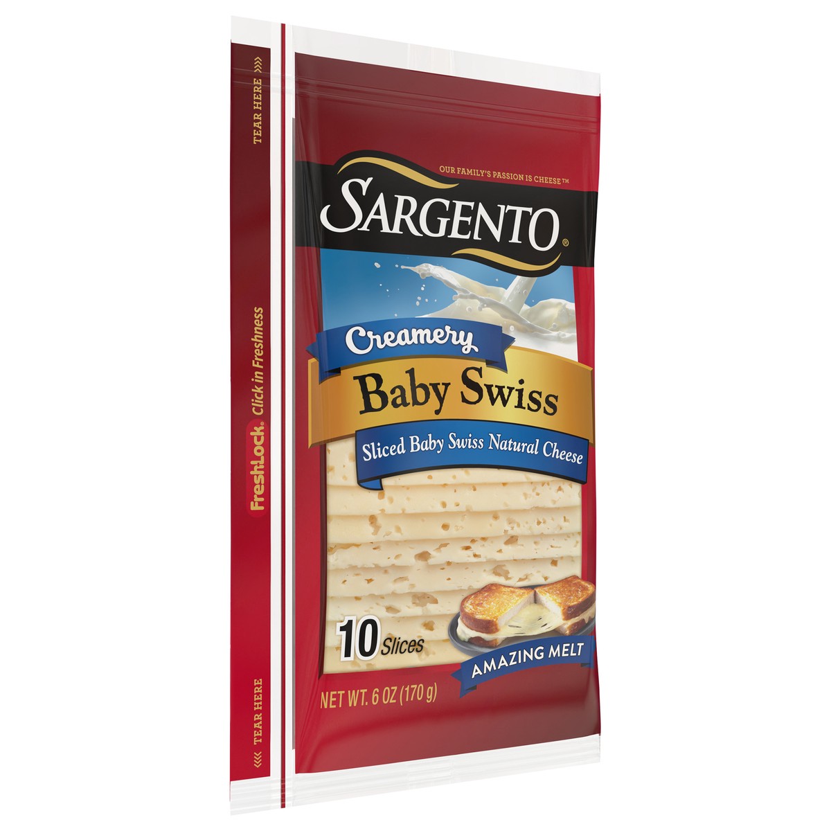 slide 4 of 9, Sargento Creamery Sliced Baby Swiss Natural Cheese, 10 slices, 10 ct