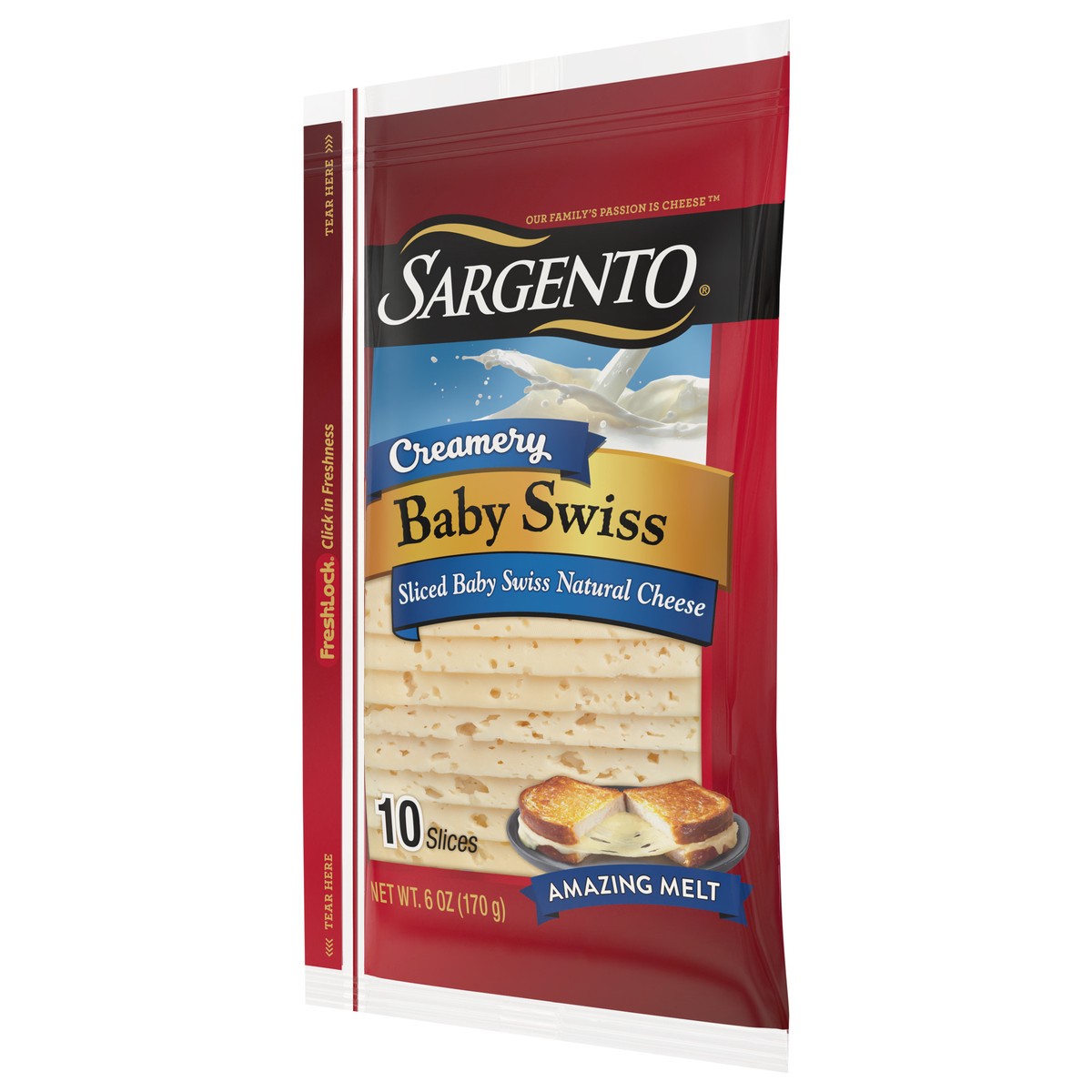 slide 8 of 9, Sargento Creamery Sliced Baby Swiss Natural Cheese, 10 slices, 10 ct