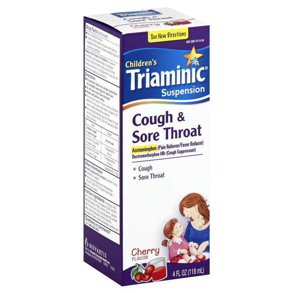 slide 1 of 1, Triaminic Children's Suspension Cough Sore Throat Cherry Flavor, 4 fl oz