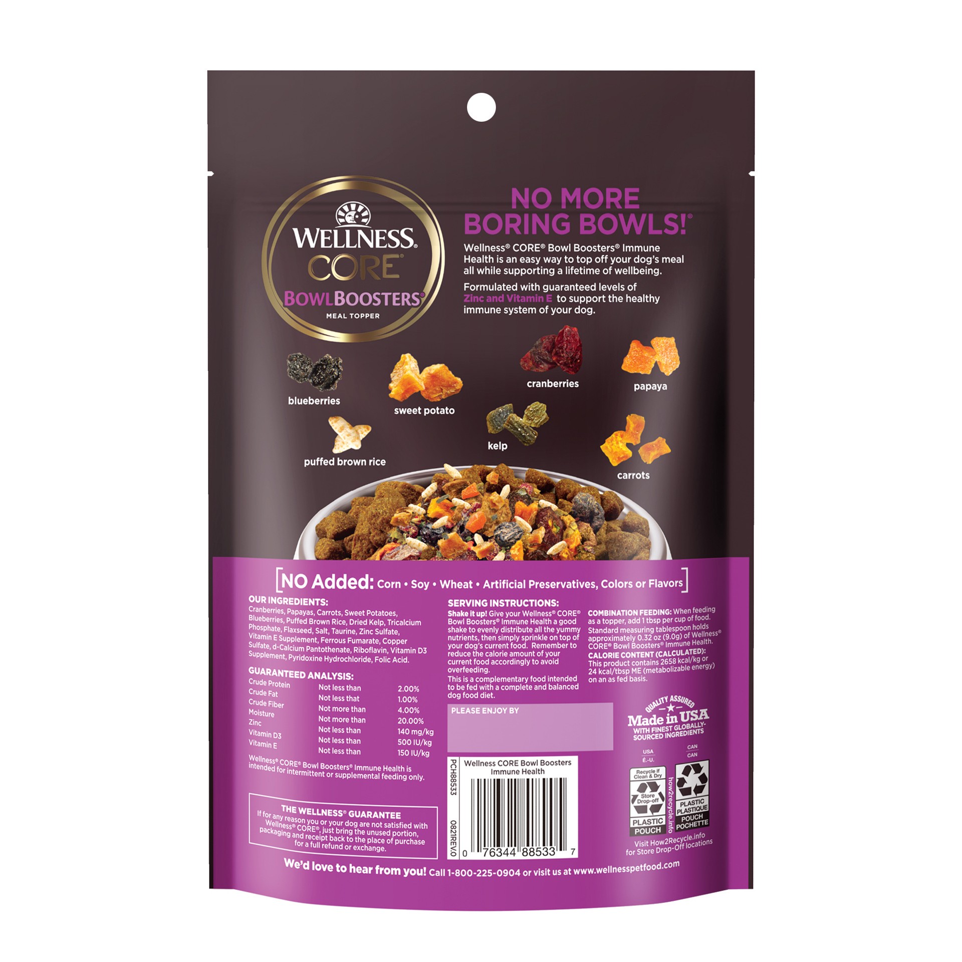 slide 5 of 5, Wellness Bowl Boosters, Dog Food Topper for Small, Medium, & Large Breeds, Grain Free, Natural, Freeze Dried, Immune Health, Plant Based, 4 Ounce Bag (Pack of 1), 1 ct