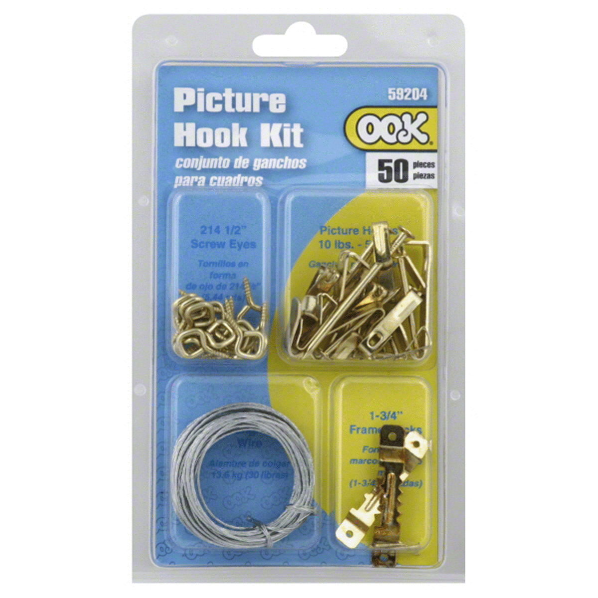 slide 1 of 1, OOK Brass Conventional Picture Hanging Kit, 50 ct